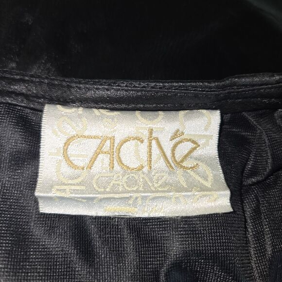 Cache Vintage 90s Black Feather Trim Mini Skirt Size 12 - Picture 6 of 7